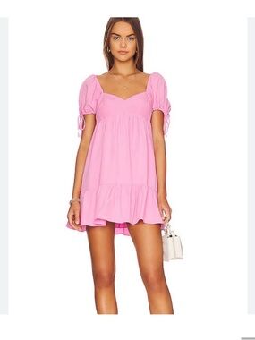 Amanda Uprichard Pink Puff-Sleeve Mini Dress